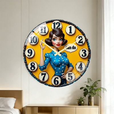 Rétro femme, horloge murale 24 po