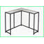 Table basse de coin peu encombrante pour le salon - plateau d'aspect marbre blanc, structure en métal noir, assemblage facile
