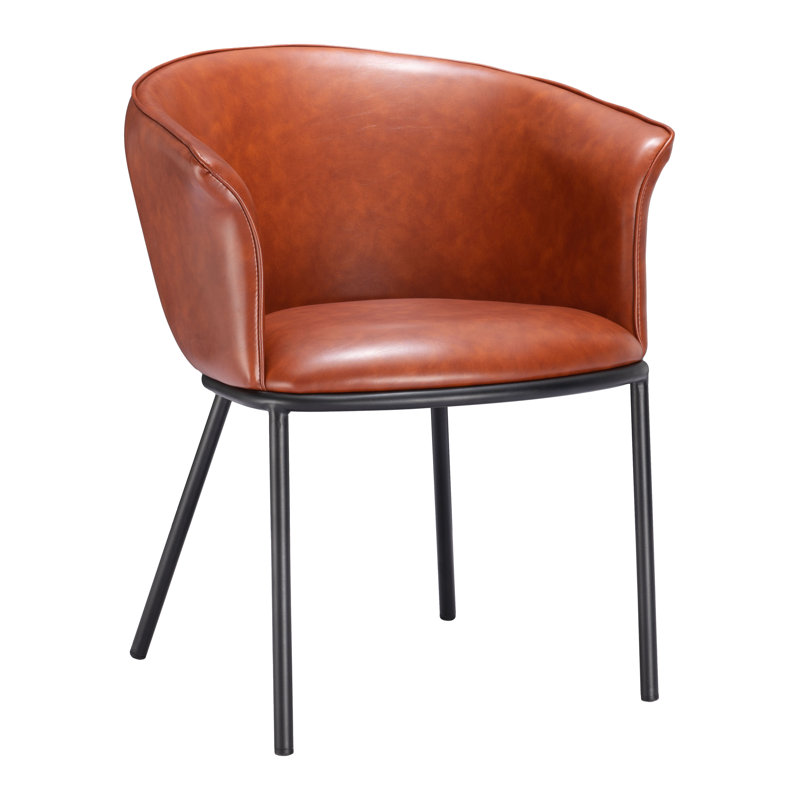 Chaise avec accoudoirs en polyuréthane Garston, Brun