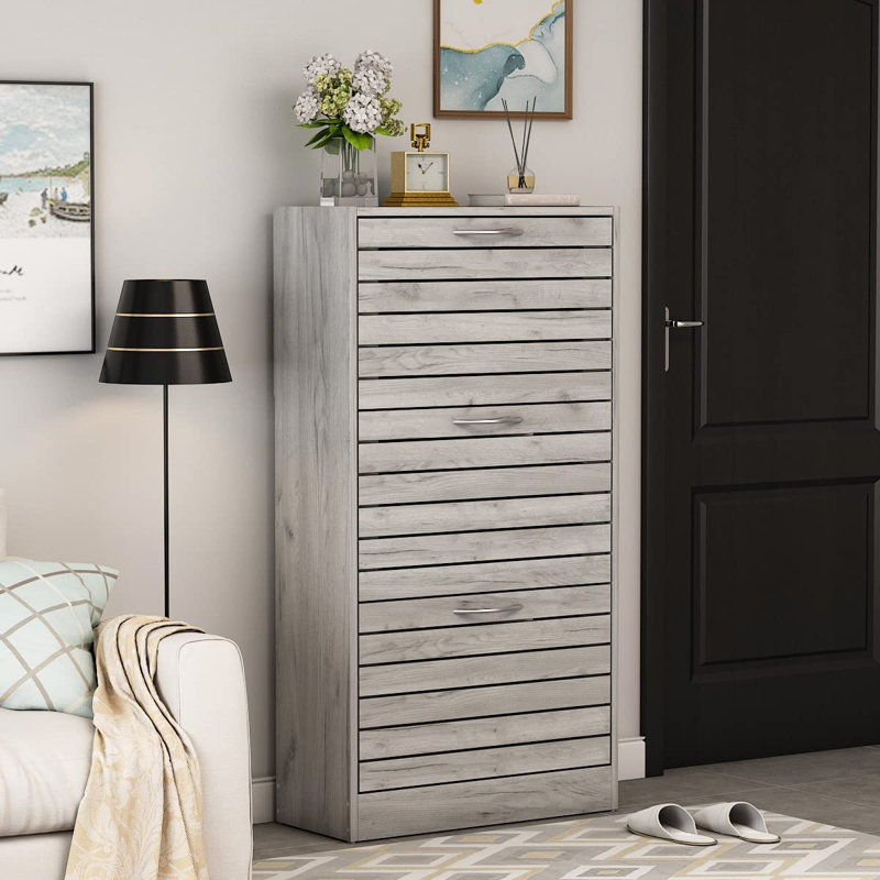 Armoire de rangement pour chaussures 22 Bennes, gris