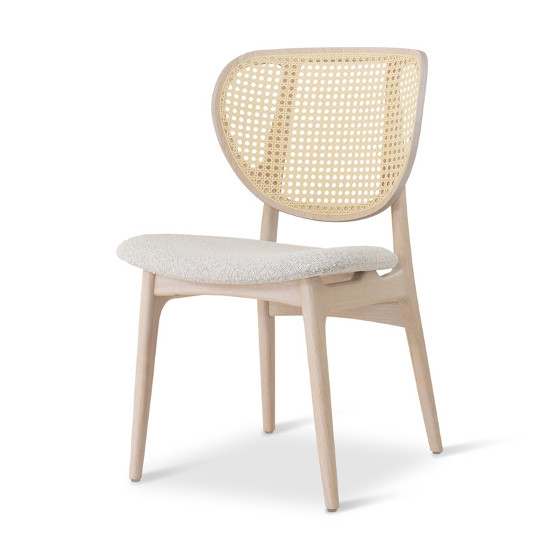 Modern Brazilian Upholstered Dining Chair, Crafted Glaze Performance Boucle/Nevoa