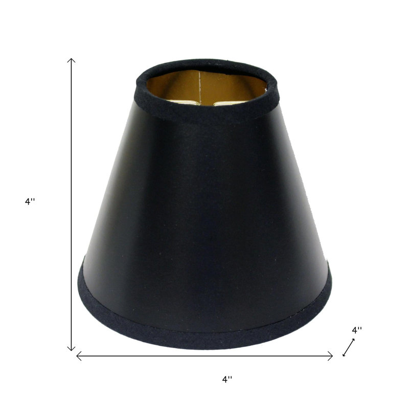 4'' H Silk/Shantung Drum Lamp Shade ( Clip On ), Black/Gold, 4" H x 4" W x 4" D