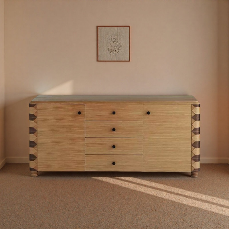 Buffet de style artistique rétro, H 31,5 po x l 55,12 po x P 17,72 po