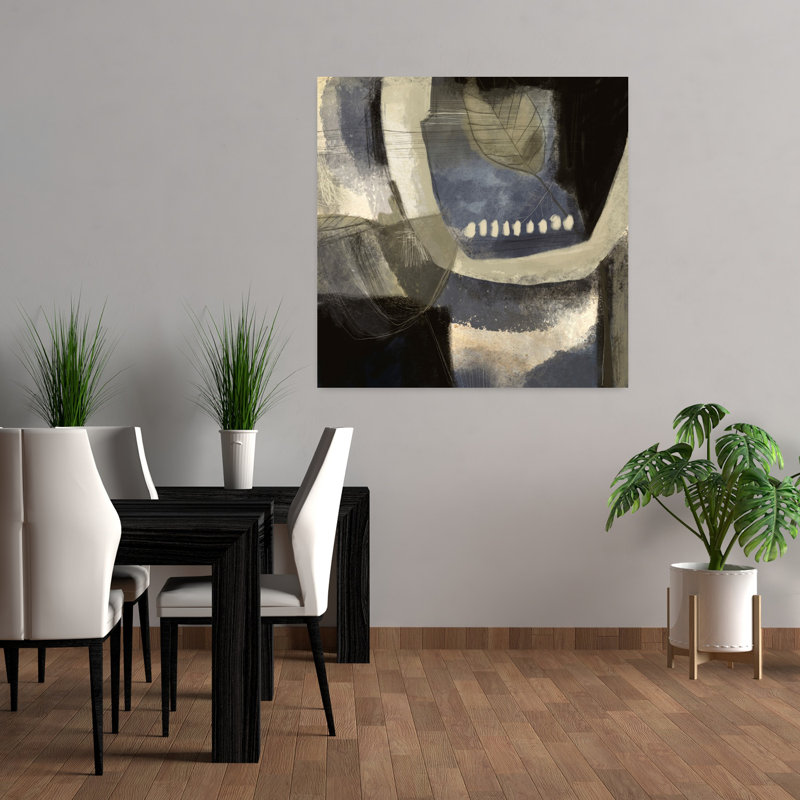 Asphalte, fleur 2, art contemporain abstrait, H 36 po x l 36 po