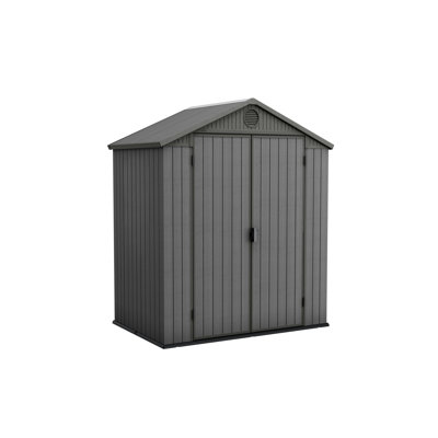 Keter Darwin 6x4 FT Durable Resin Outdoor Storage Shed with Floor and Lockable Double Doors, Grey -  253293