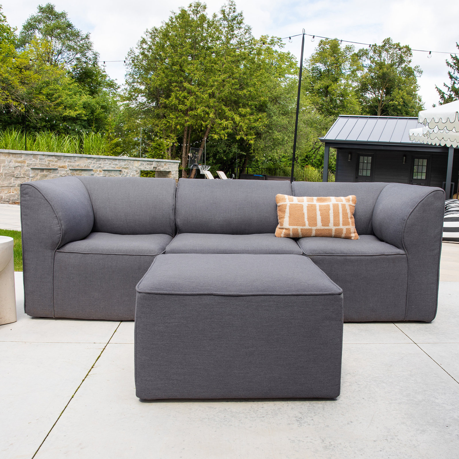 Big Joe Patio 4 Piece Outdoor Sectional, Smoke Gray