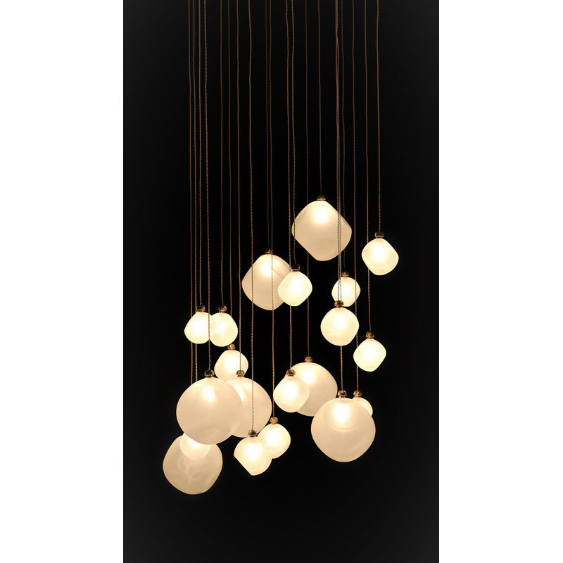 Voyage 36 Light Pendant Chandelier, 120" H x 36" W x 16" D, Matte Black, Frosted White