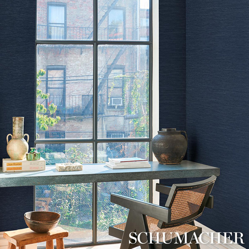 Horizon Grasscloth Vinyl Wallpaper, Blue