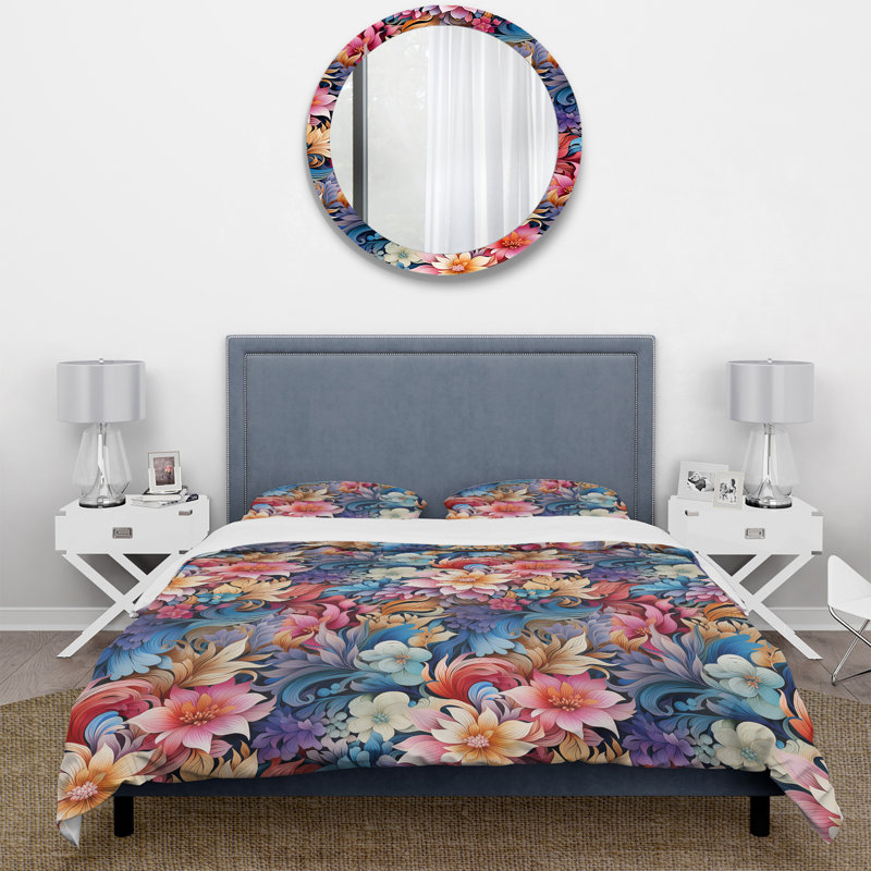 Literie en marbre motif cachemire enchanté I, Housse de couette simple + 1 taie décorative stan