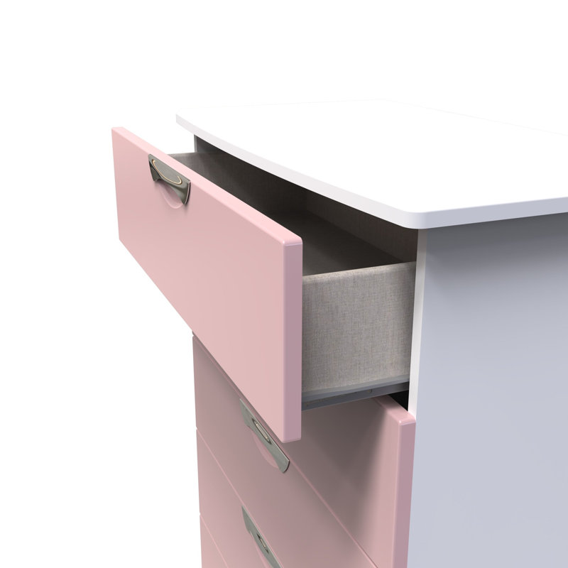 Bhodhini 77cm W 5 - Drawer Chest of Drawers, Kobe Pink/White