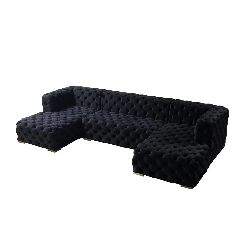 Canapé modulaire Madelene, Velours noir