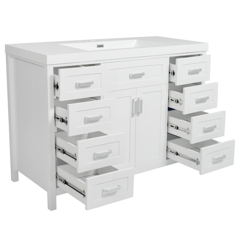 Meuble-lavabo 48 po avec lavabo en résine, Blanc