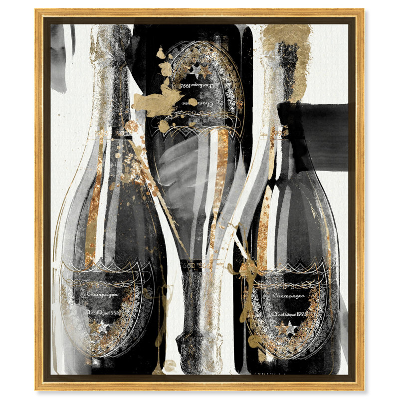 «Gold Showers», peinture sur toile, H 46 po x l 37 po, Cadre doré