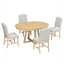 Ensemble de salle à manger rond et ovale pour 4 personnes, table en bois massif avec rallonge de 16 pouces et chaises rembourrées, naturel naturel
