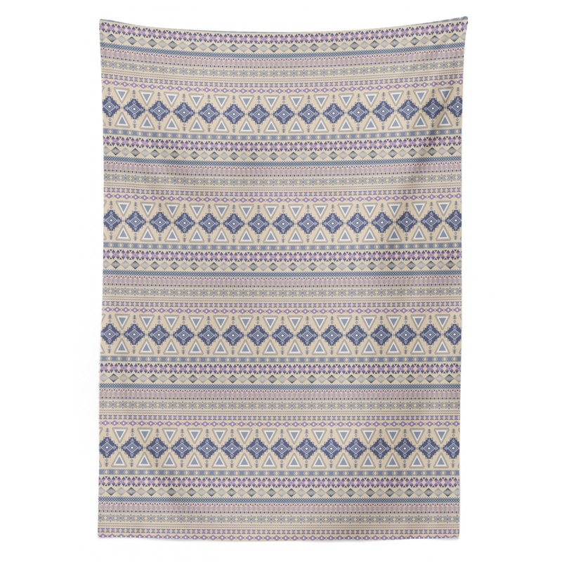 Nappe Ethnique, motif d'ornement national antique à bordures détaillées, housse de table rectangulaire pour décor de cuisine de salle à manger, 60 po x 84 po, coquille d'œuf et bleu