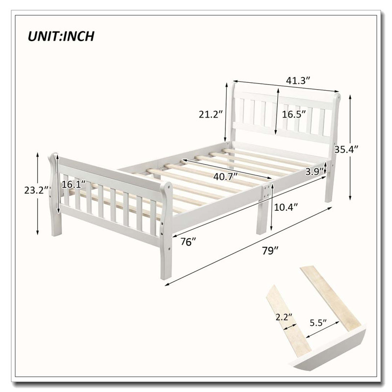 Structure de lit plateforme Wood, Blanc