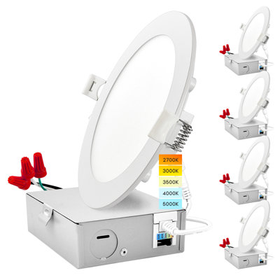 6'' Selectable Color Temperature Dimmable Air-Tight IC Rated LED Canless Recessed Lighting Kit