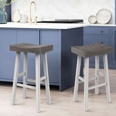 Tabouret de comptoir en bois massif 24 "/ 31" sans dossier avec repose-pieds