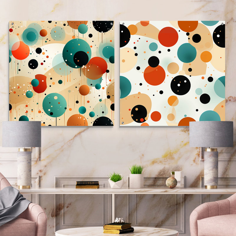 Cleti - Ensemble de 2 peintures murales abstraites en acrylique, H 30 po x l 61 po