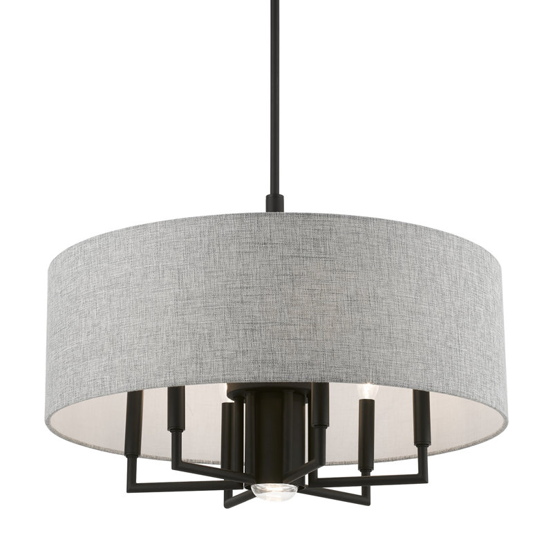 Zahirah 7 - Light Dimmable Drum Chandelier, Black