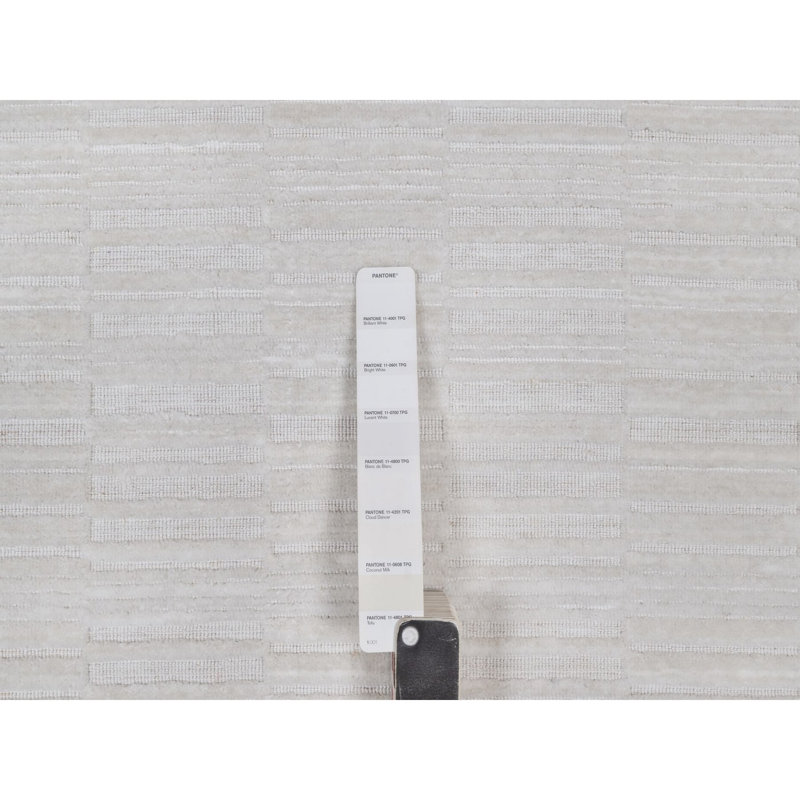 Tapis oriental rond texturé en polyester tissé à la main 8 pi x 8 pi Striee