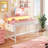 Small Computer Desk With 2 Drawers & LED Lights,Home Office Desks With Side Pocket And Monitor Stand-931550596-931550599