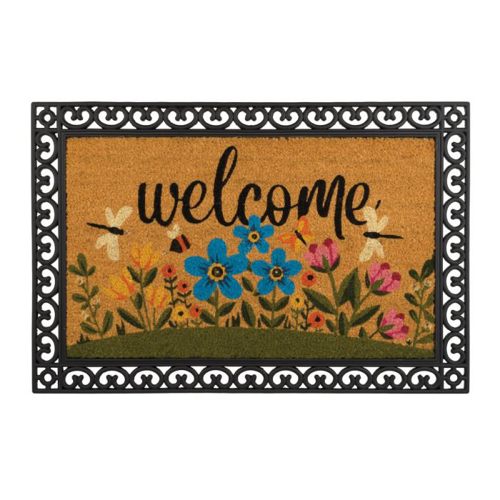 Colorful Coir Outdoor Doormat with LED Lights and Rubber Border