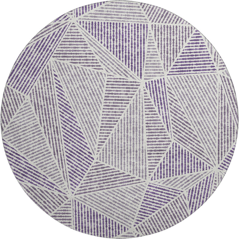 Premium Machine Washable Cerrito Purple Rug, Round 8'