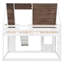 Lit superposé simple blanc et brun avec toit et glissade - Bois massif pour maison de chambre à coucher avec