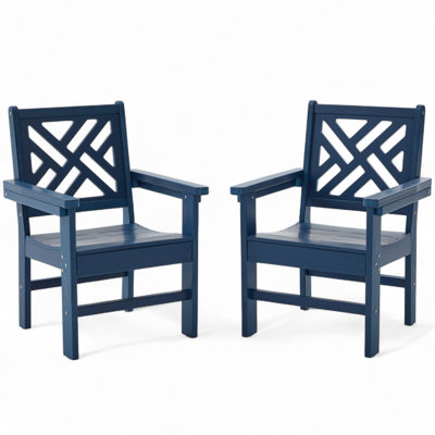 Ensemble de chaises d'extérieur 2 pièces Hdpe - Chaises de patio toutes saisons avec accoudoirs pour bistro, restaurant, jardin, cour, bleu
