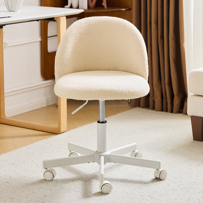 Randelle 21.85" W Teddy Fabric Swivel Task Chair , Beige