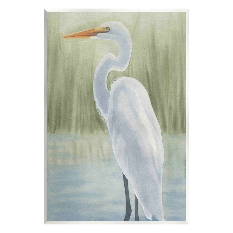 "Stupell Industries Egret on Marsh", art mural sur toile par Grace Popp, H 15 po x l 10 po x P 0,5 po