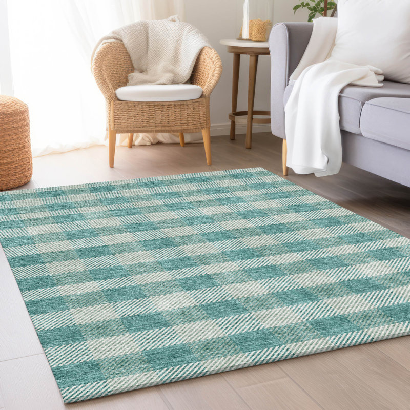 Premium Machine Washable Prisco Teal Rug, Rectangle 2'6" x 3'10"