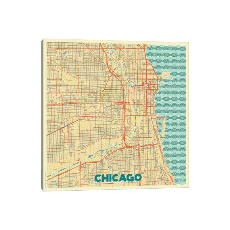 Charlotte Infrared Urban Blueprint Map by Hubert Roguski - Wrapped Canvas Print, 30.48 cm H x 30.48 cm W