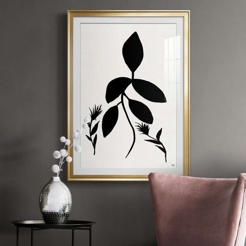 Silhouette Garden I - peinture encadrée, Papier encadré doré, H 30,5 po x l 42,5 po x P 1,5 po