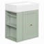 Meuble-lavabo de 20 pouces avec lavabo en céramique, armoire de rangement en panneau de fibres à densité moyenne avec tiroir, tablette latérale et poignée dorée - meuble-lavabo moderne pour les petites salles de bain-1900246100