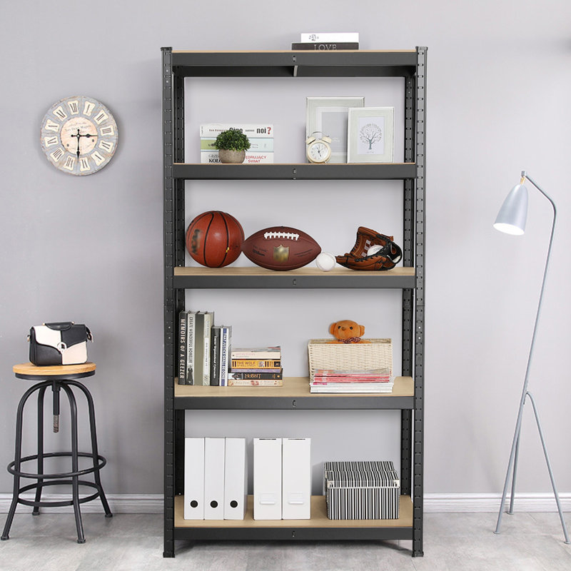 180cm 4 Shelf Shelving Unit, 180cm H x 90cm W x 60cm D, Black/Brown