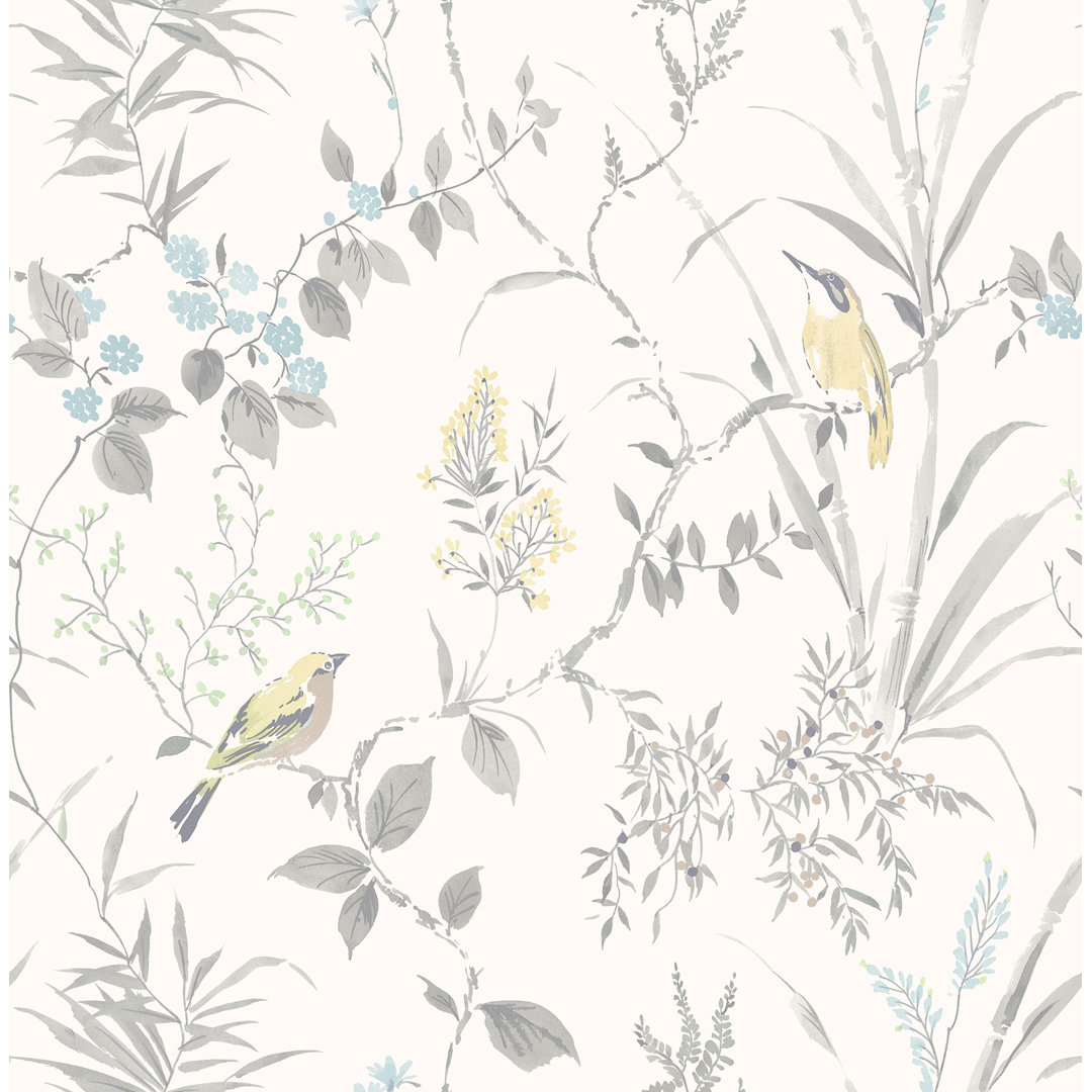 Karg Light Grey Botanical Wallpaper Roll Andover Mills™ 