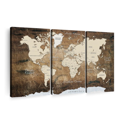 Carte rétro sur bois, reproduction d'art sur toile