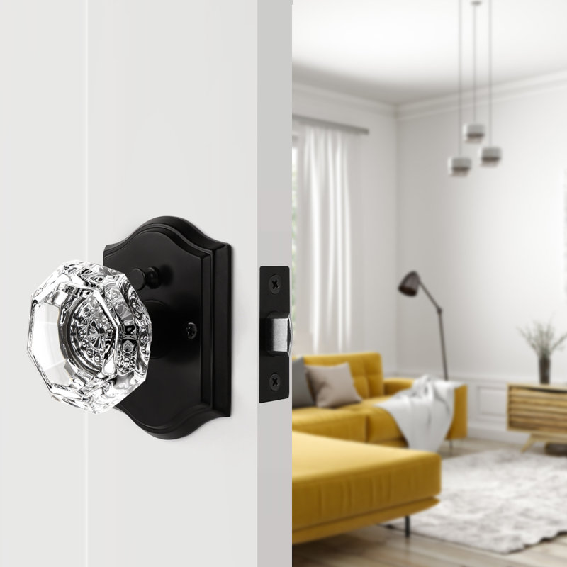 Boutons de porte en cristal Crystal, Noir mat, Intimité (lit et salle de bain)