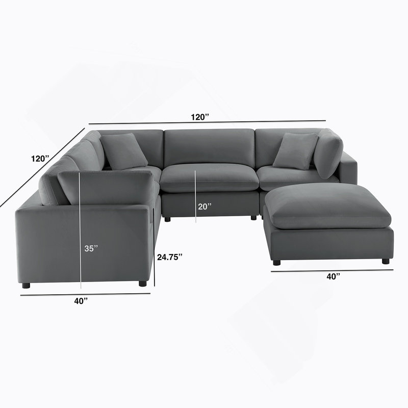 Canapé modulaire 6 pièces - gris anthracite, Polyester gris