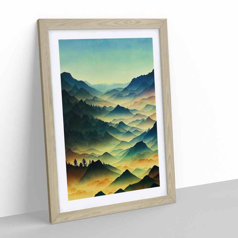 XV1022-4268X Stupendous Mountain Landscape - Print, 36cm H x 27cm W, Oak Framed Paper, White