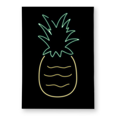 Neon Pineapple Outdoor Area Rug | Food Gastronomy Decor