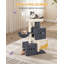 Cat Tree, 98 cm Tower, Sisal Scratching Post, Cats Tower for Indoor, Multi-Level Stable Cat Tree with Cats House, 2 Caves, Pompoms,  Dark Grey, Light Grey-505333552-524837922