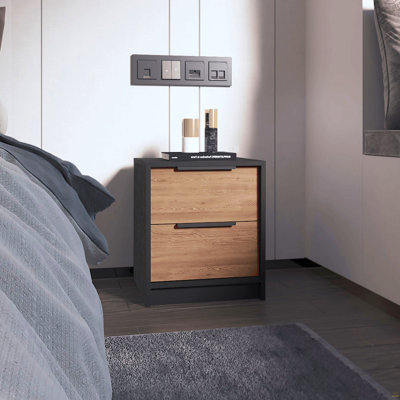 Table de chevet 2 tiroirs Pine