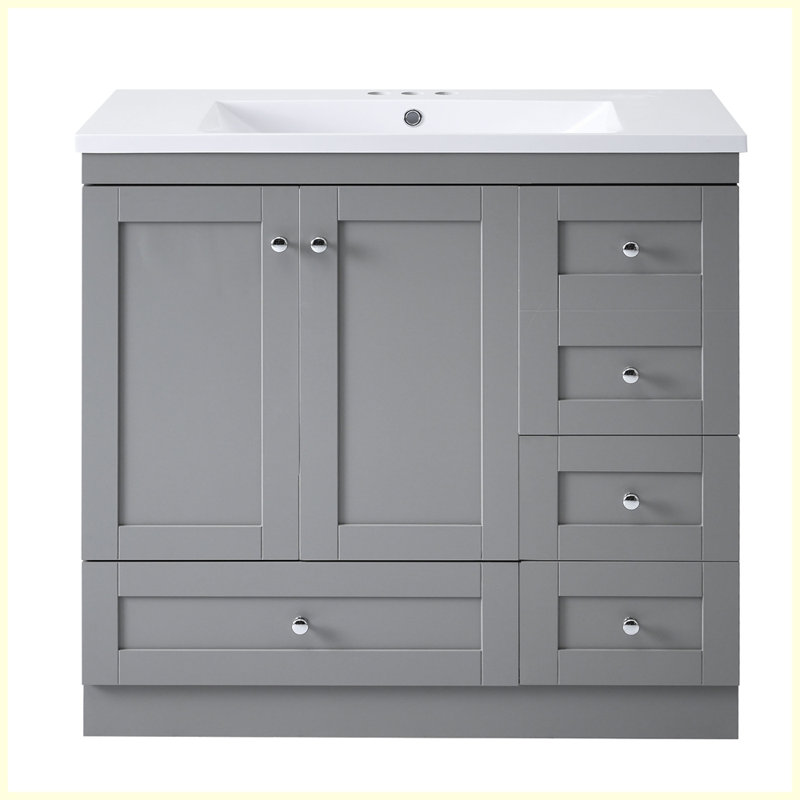 Meuble-lavabo autoportant moderne avec lavabo Modern, Gris