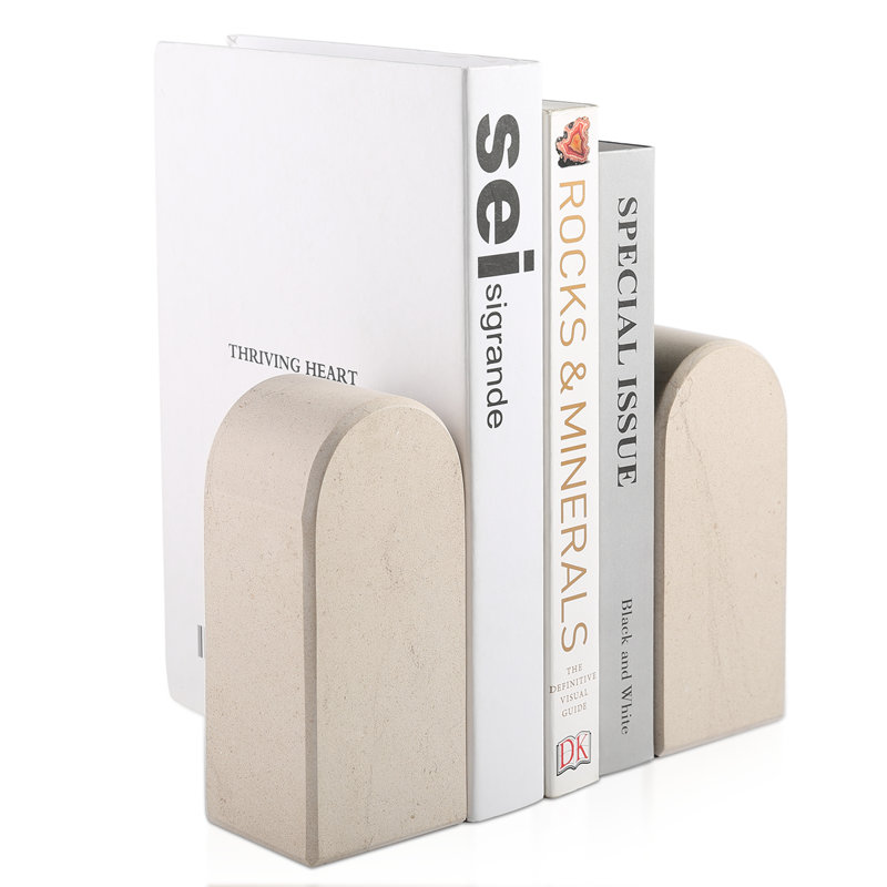 Serre-livres en marbre (ensemble de 2), H 2,3 po x l 2,54 po x P 5,66 po, Beige