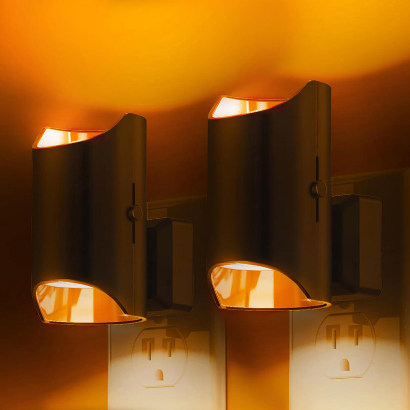 Ensemble de 2 veilleuses à lumière ambrée à intensité variable avec lumière jaune pour les enfants