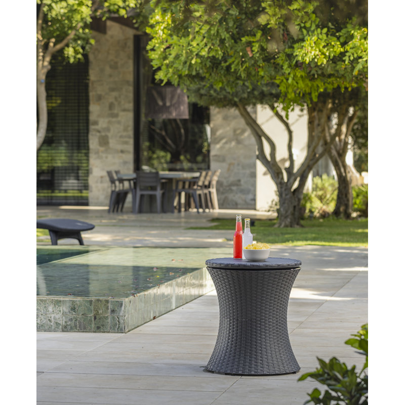 Artem Cool Bar Outdoor Patio Furniture and Side Table with 7.5 Gallon Beer and Wine Cooler Pop-up Cocktail Table 2in 1 Combo