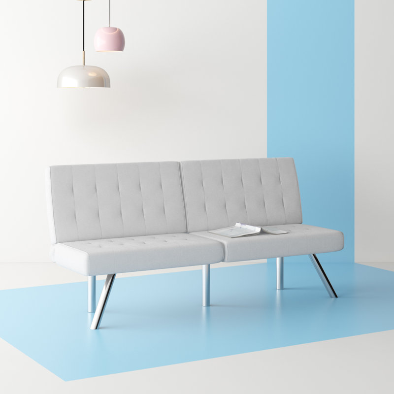 Full / Double 68'' Upholstered Convertible Sofa, White